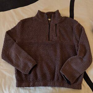 EUC Wallflower Cozy Mauve Purple Sherpa Quarter-Zip Pullover Sz L
